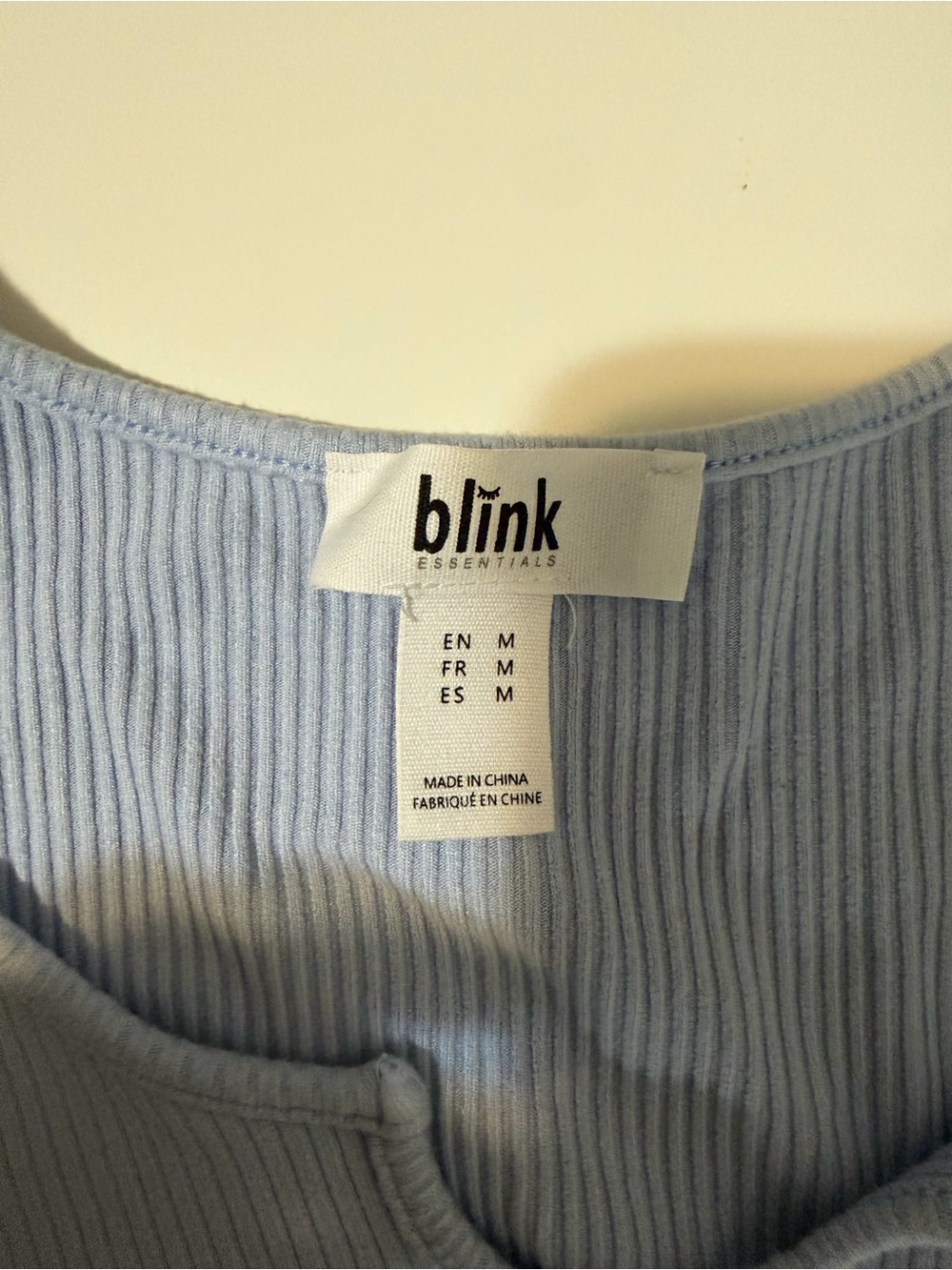 Essentials Light Blue Ribbed Notch-Front Tank - Picture 2 of 2